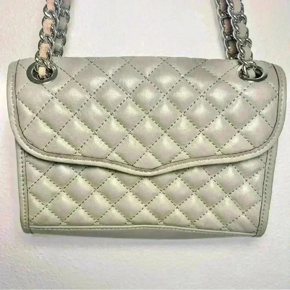 Rebecca Minkoff Shoulder Bag Quilted Mini Affair Light Gray Color - Picture 8 of 16